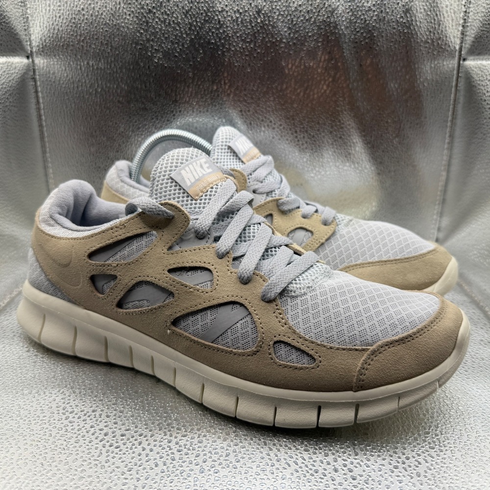 Size 11 Nike Free Run 2 Sneakers Mens Grey Tan Excellent 537732-013 Low Top